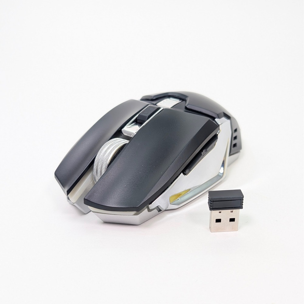Mamba Snake Wireless Gaming Mouse RGB LED Rechargeable Black/Chrome USB Receiver